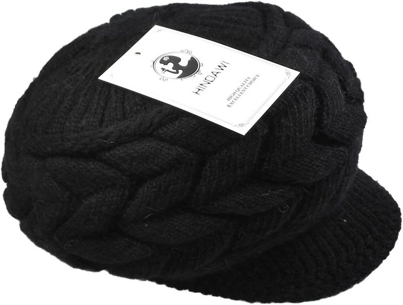 HINDAWI Women Winter Warm Knit Hat Wool Snow Ski Caps with Visor - Image 4