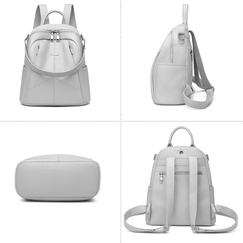 TrueArch Anti-Theft Cross Leather Backpack & Purse for Women | Shoulder Bag for Women and Girls | College Bag for Girls | Multipurpose Travel Bag | Durable | Convertible (Grey) - Image 2