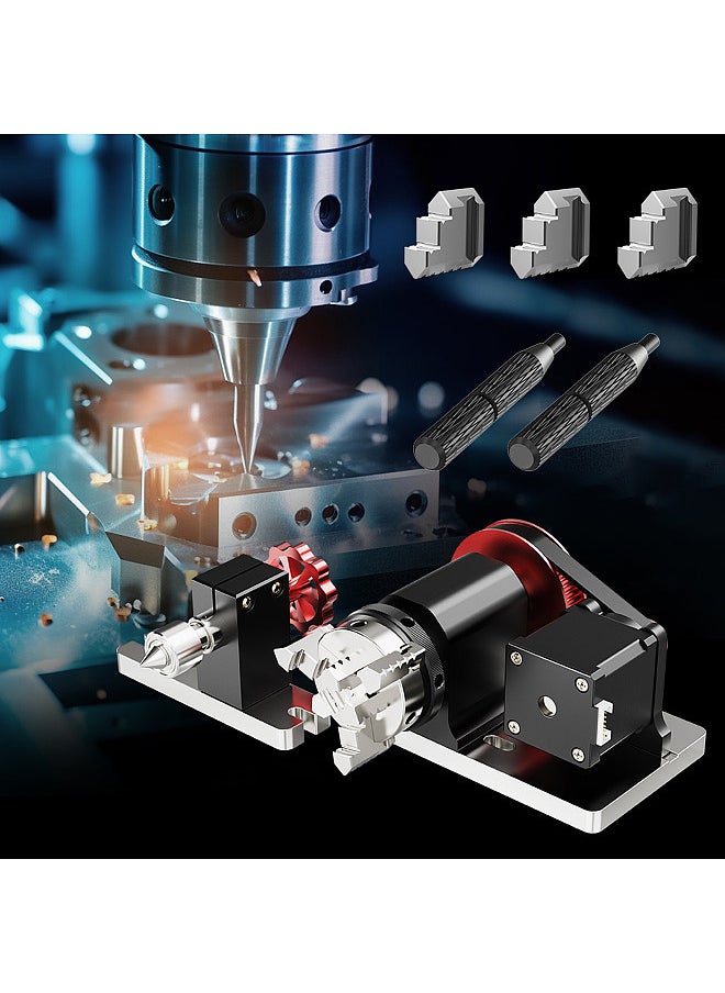 Two Trees Rotary Module Kit 4th Axis CNC  for TTC450 Engraving Machine  Rotating Axle Support 4mm-60mm Clamping   Diameter 4:1 Chuck Reduction Ratio Suitable for Carving Cylindrical Cans Objects  - Image 3