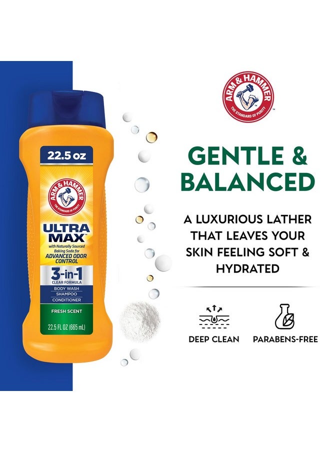 Arm & Hammer - غسول الجسم آرم آند هامر إسينشالز للرجال - ألترا ماكس 3 في 1 كول ووتر 22.5 أونصة - شامبو وبلسم وغسول للجسم 3 في 1 للرجال - غسول للجسم غير سام - Image 1