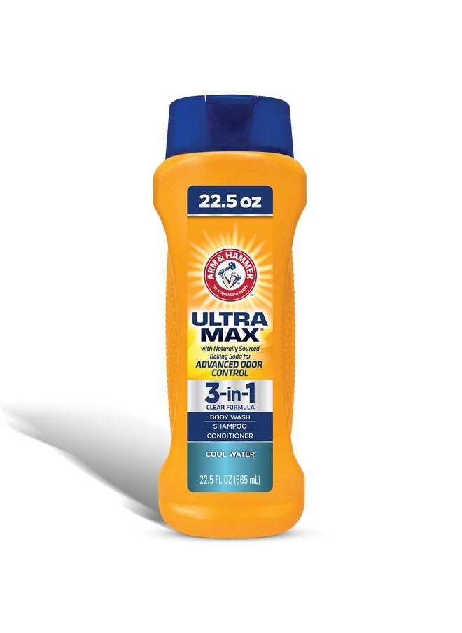 Arm & Hammer - غسول الجسم آرم آند هامر إسينشالز للرجال - ألترا ماكس 3 في 1 كول ووتر 22.5 أونصة - شامبو وبلسم وغسول للجسم 3 في 1 للرجال - غسول للجسم غير سام - Image 1