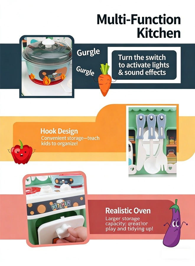 مجموعة ألعاب المطبخ التظاهرية، مجموعة ألعاب المطبخ للأطفال، أدوات طهي للعب الأدوار للأطفال مع ضوء ورذاذ وحوض لعب، ألعاب ألعاب المطبخ، مجموعات ألعاب إكسسوارات المطبخ، مجموعة طبخ حقيقية للأطفال، مجموعة مكونة من 24 قطعة + مجموعة شواء مكونة من 14 قطعة - Image 4