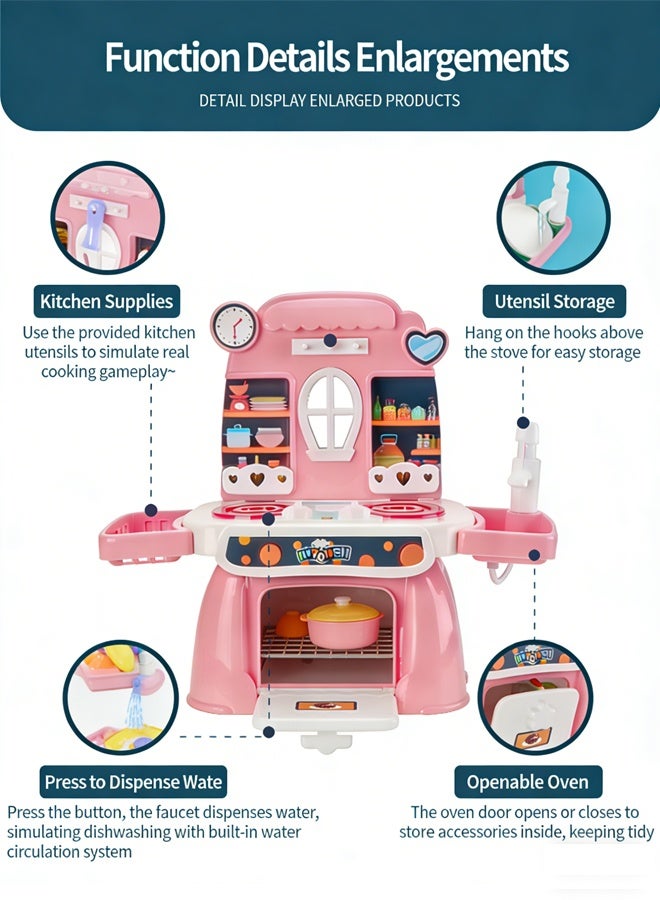 مجموعة ألعاب المطبخ التظاهرية، مجموعة ألعاب المطبخ للأطفال، أدوات طهي للعب الأدوار للأطفال مع ضوء ورذاذ وحوض لعب، ألعاب ألعاب المطبخ، مجموعات ألعاب إكسسوارات المطبخ، مجموعة طبخ حقيقية للأطفال، مجموعة مكونة من 24 قطعة + مجموعة شواء مكونة من 14 قطعة - Image 3