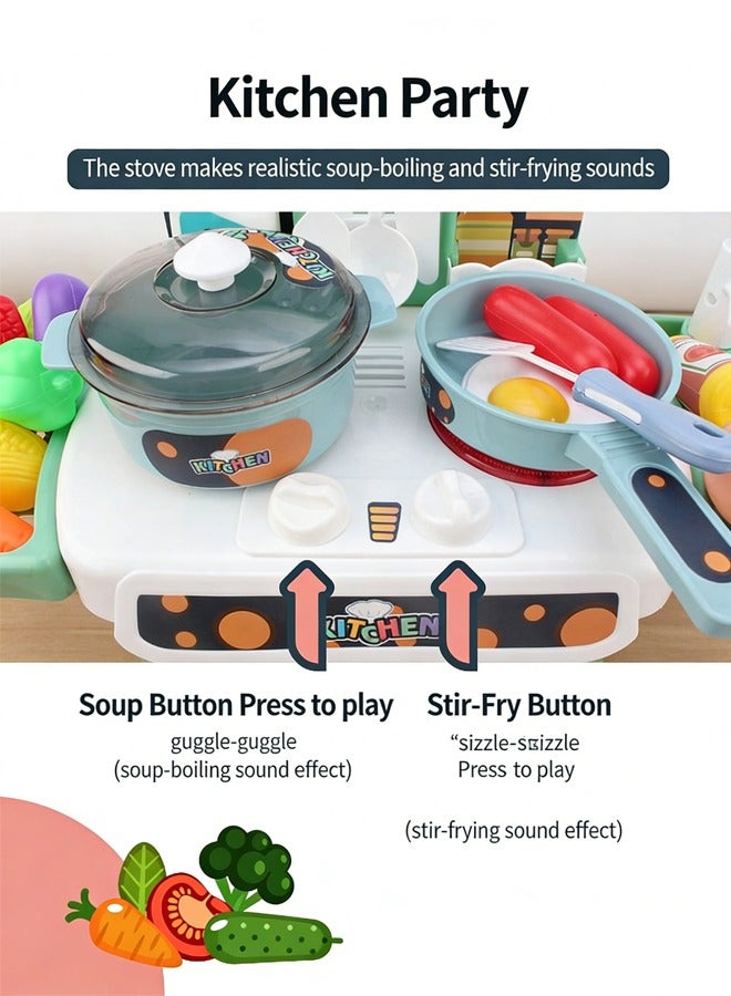 مجموعة ألعاب المطبخ التظاهرية، مجموعة ألعاب المطبخ للأطفال، أدوات طهي للعب الأدوار للأطفال مع ضوء ورذاذ وحوض لعب، ألعاب ألعاب المطبخ، مجموعات ألعاب إكسسوارات المطبخ، مجموعة طبخ حقيقية للأطفال، مجموعة مكونة من 24 قطعة + مجموعة شواء مكونة من 14 قطعة - Image 5