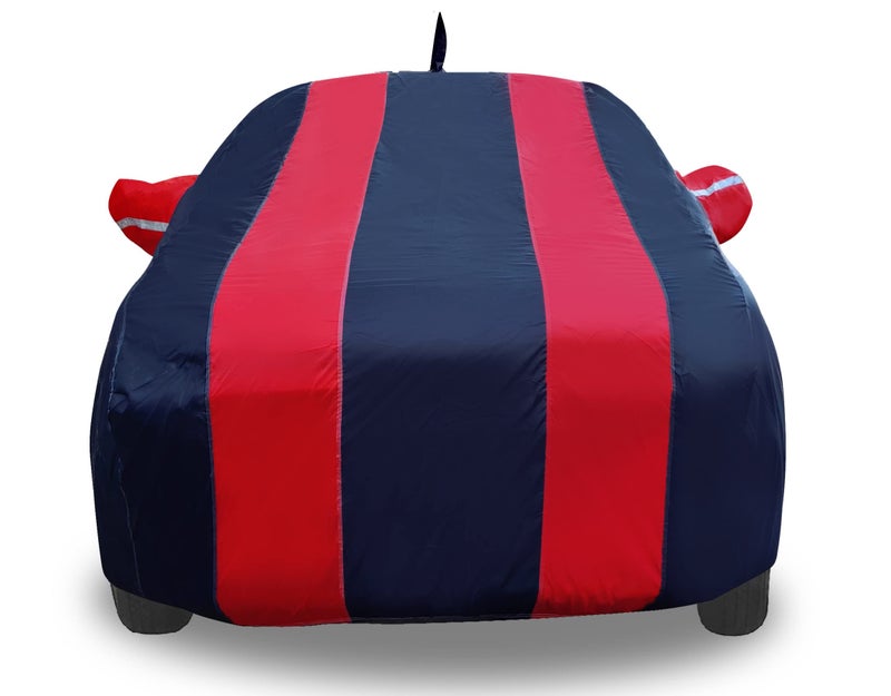 Auto Hub Car Cover Compatible with Maruti Swift (Model : 2012-2017) with Antenna & Mirror Pocket, Water Resistant, Triple Stitched, Swift Car Cover- Navy-Red - Image 1