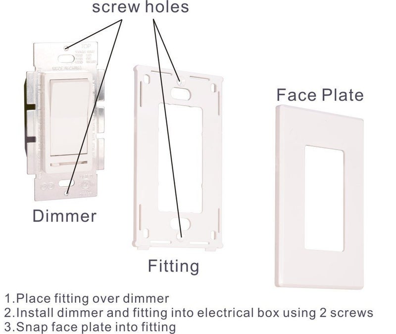 CLOUDY BAY in Wall Dimmer Switch for LED Light/CFL/Incandescent,3-Way Single Pole Dimmable Slide, 600W max Incandescent,150W max Dimmable LED/CFL, Cover Plate Included, Pack of 2 - Image 4