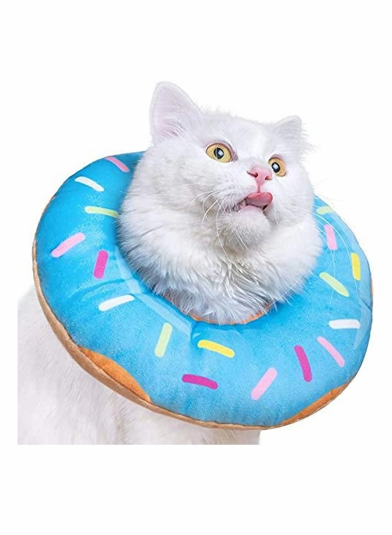 Bluejw Adjustable Donut Cat Recovery Collar, Soft Cone for and Small Dogs, Wound Healing Protective Elizabethan Collar After Surgery (BLUE) - Image 1