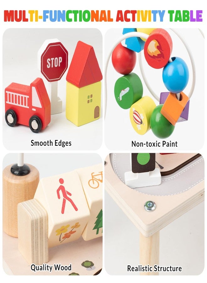 Busy edition Activity Table for 1+ Year Old, Montessori Wooden Toys for Toddlers 1-3, 8 in 1 Baby Activity Table, Educational Sensory Bead Maze Toys for Babies, Learning Shape Sorter, Birthday Gifts Girls Boys - Image 3