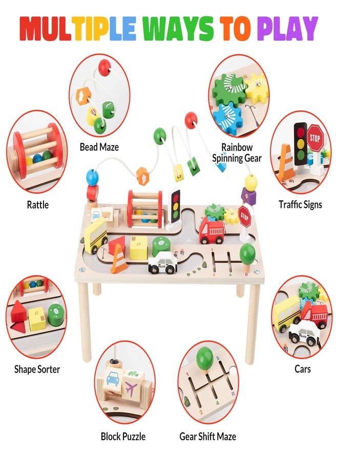 Busy edition Activity Table for 1+ Year Old, Montessori Wooden Toys for Toddlers 1-3, 8 in 1 Baby Activity Table, Educational Sensory Bead Maze Toys for Babies, Learning Shape Sorter, Birthday Gifts Girls Boys - Image 2