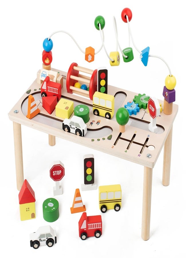 Busy edition Activity Table for 1+ Year Old, Montessori Wooden Toys for Toddlers 1-3, 8 in 1 Baby Activity Table, Educational Sensory Bead Maze Toys for Babies, Learning Shape Sorter, Birthday Gifts Girls Boys - Image 1