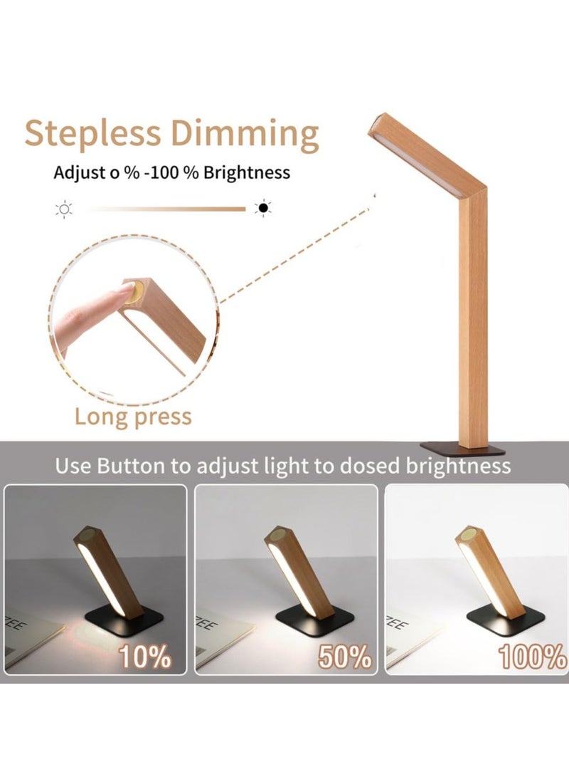Zikra LED Desk Lamp for Home Office,Desk Light Touch Control Foldable Dimmable Lamp Wall Lamp Wooden Night Light - Image 2