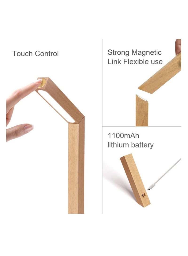 Zikra LED Desk Lamp for Home Office,Desk Light Touch Control Foldable Dimmable Lamp Wall Lamp Wooden Night Light - Image 4
