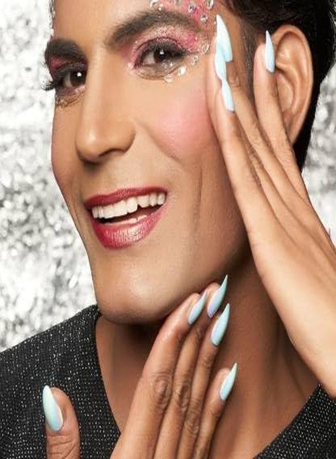 ليك أظافر لاصقة قابلة لإعادة الاستخدام من ليك - 14 قطعة، هولوغرافية كروماتية، أظافر صناعية لاصقة، فن الأظافر، أظافر بيضاء هولوغرافية كروماتية مدببة (عبوة من 14 قطعة) - Image 1