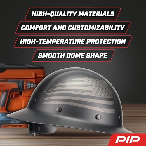 PIP Dynamic WolfJaw Fiberglass Full Brim Hard Hat with Wheel Ratchet, 8 Point Suspension, ANSI/ISEA Z89.1 Type 1 Certified, Glass G Electrical Rating, Black (280-HP1481USA-11) - Image 2