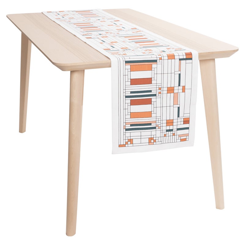 KAF Home Frank Lloyd Wright Printed Table Runner 14 x 72inch 100Percent Cotton Oak Park