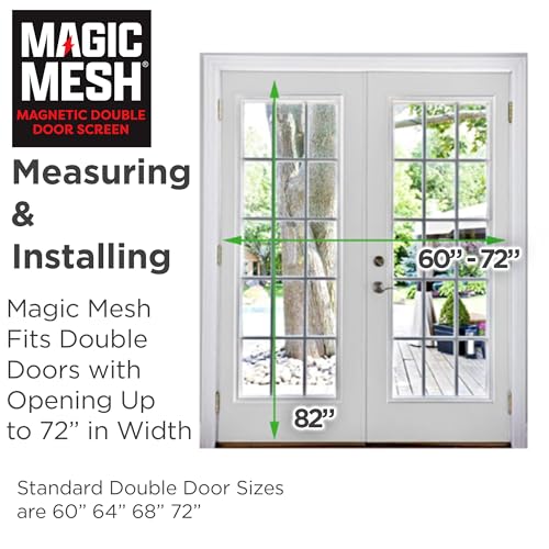 Magic Mesh باب مزدوج بشاشة مغناطيسية - باب شاشة بدون استخدام اليدين، يناسب الأبواب الفرنسية والأبواب المنزلقة 75 بوصة × 83 بوصة - Image 4