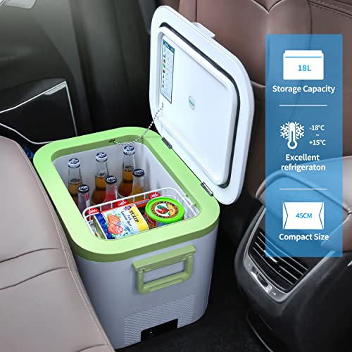 Megiu Car Fridge Portable 12V Refrigerator 19 Quart (18 Liter) 12 Volt Freezer Compressor Cooler 12V/24V DC 110～240 V AC for Truck Van RV Camper SUV and Home Use -18℃~+15℃ - Image 2