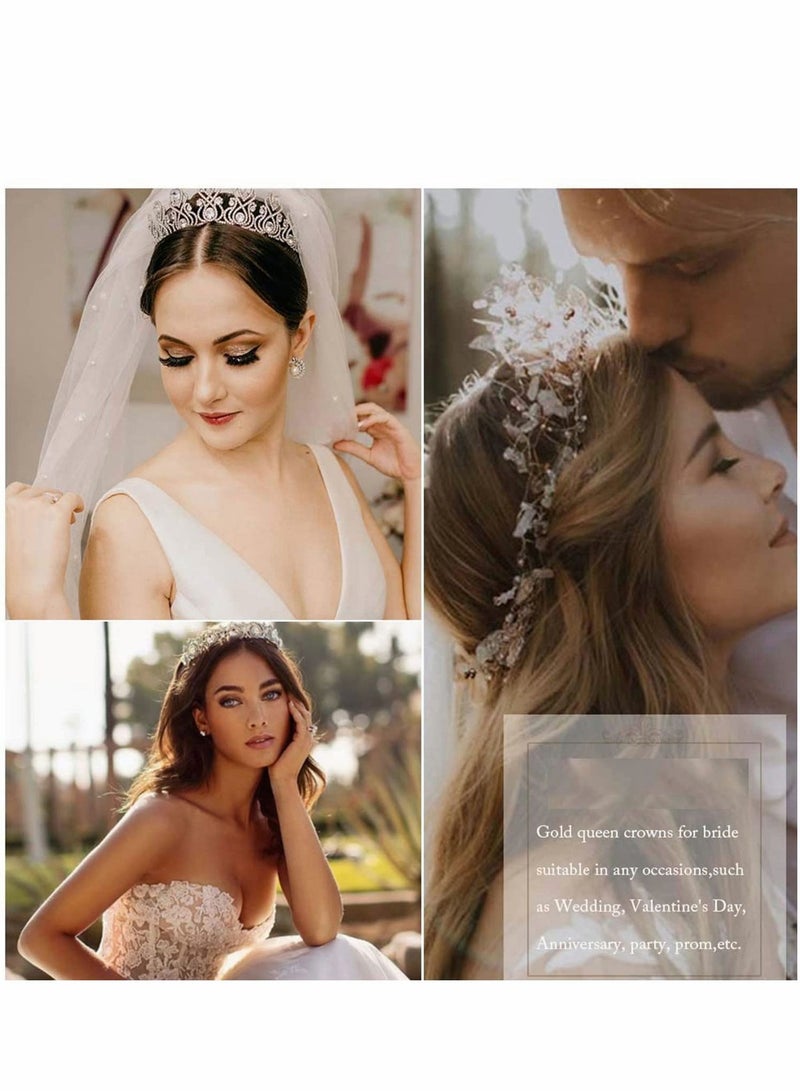 Gold Tiara Crown Crystal Crowns for Women girls Rhinestones Headband with Comb Luxury Full Round Hair Accessories Jewelry Wedding Prom Bridal Party Costume - Image 5