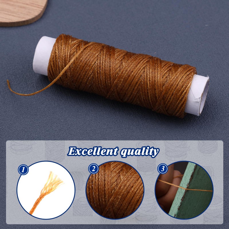 Ftyiwu Waxed Thread, Upholstery Needle and Thread 32 Yards with 7PCS Hand Sewing Needles for Home Upholstery Carpet Canvas Repair Leather Sewing (Medium Brown) - Image 5