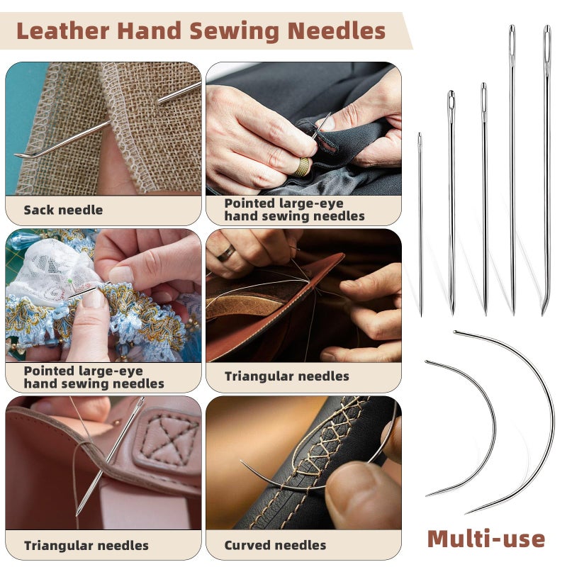 Ftyiwu Waxed Thread, Upholstery Needle and Thread 32 Yards with 7PCS Hand Sewing Needles for Home Upholstery Carpet Canvas Repair Leather Sewing (Medium Brown) - Image 4