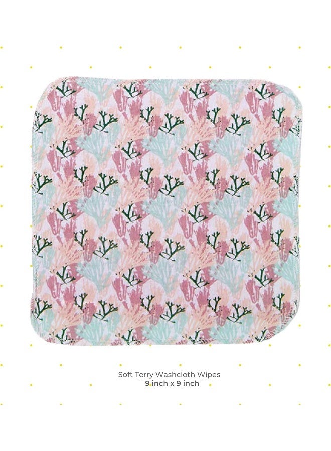 Spasilk مجموعة مناديل سباسيليك للأطفال حديثي الولادة، مجموعة مناشف تيري ناعمة، عبوة من 10، كورال وردي - Image 2