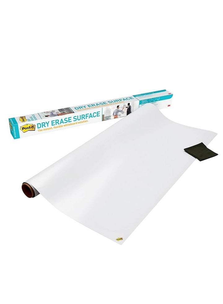 Post It Post-it Dry Erase Whiteboard Surface 3 x 4 in (91.4 cm x 1.21 m), 1 roll/pack | White Color | Sticker Whiteboard Film Surface for Walls, Doors, Tables and More | Removable | Easy Installation - Image 1