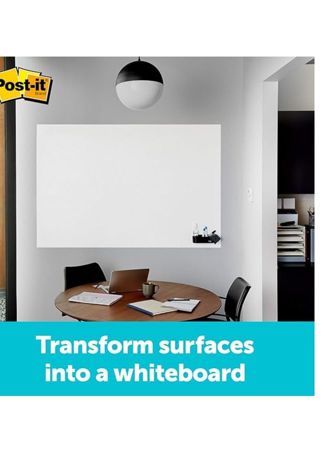 Post It Post-it Dry Erase Whiteboard Surface 3 x 4 in (91.4 cm x 1.21 m), 1 roll/pack | White Color | Sticker Whiteboard Film Surface for Walls, Doors, Tables and More | Removable | Easy Installation - Image 3