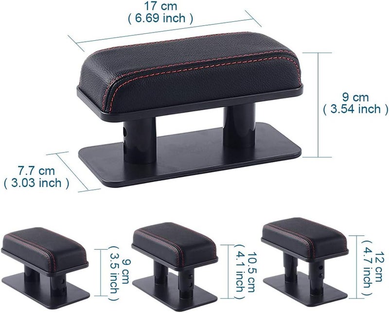 ATMOMO Adjustable Height Car Armrest Left Elbow Support Pad Anti-Fatigue Car Door Armrest Rest Pad (Black with Red Line) - Image 2