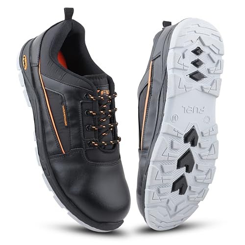 FUEL Armour 3 DD ISI Marked Synthetic Treated Fabric Breathable Safety Shoes for Men with 100J Steel Toe Cap in PVC Double Density Sole (Black,6UK) - Image 1