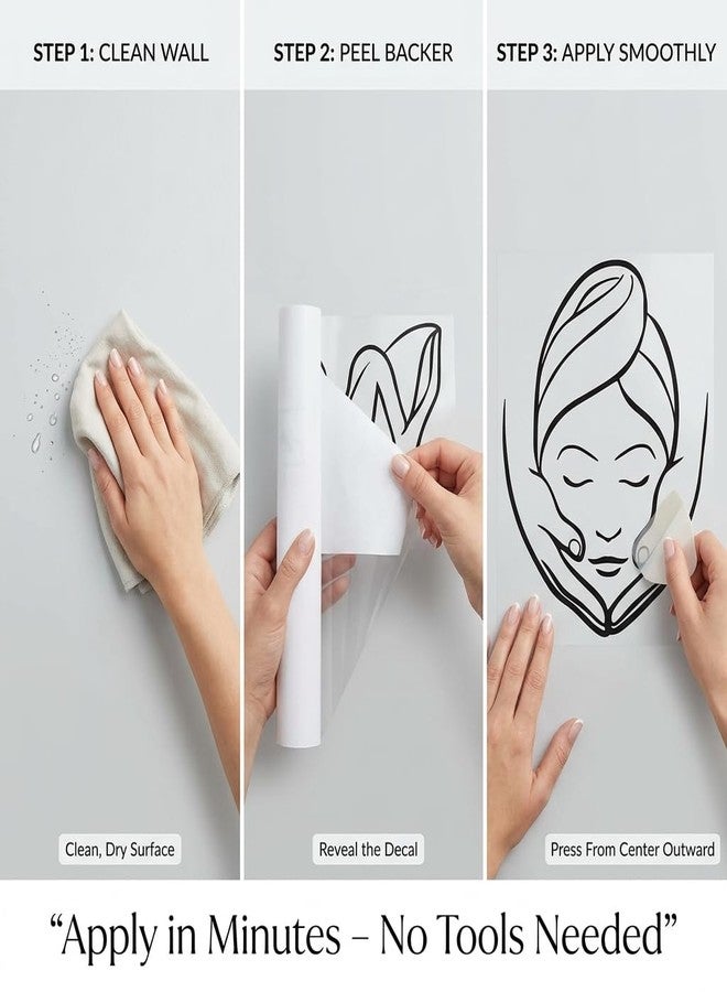 ARWY® Beauty Salon Wall Sticker – Girl Enjoying Facial Spa Vinyl Wall Decal | Removable Waterproof Wall Sticker for Salon, Spa, Parlour Decor (58 x 76 cm) - Image 5