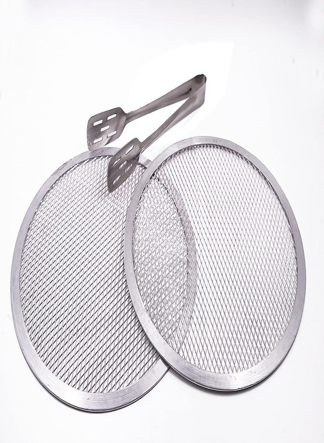 JASCO Aluminium 11inch Pizza Screen (Pack of 2) with Stainless Steel Pizza Tong(Pack of 3) - Image 1