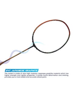 Apacs Asgardia Lite (73 Grams Ultra Lightweight) Made In Vietnam | Japanese Graphite Unstrung Badminton Racket With Full Cover | G2-4 1/8 Inches (Orange)  - Image 2