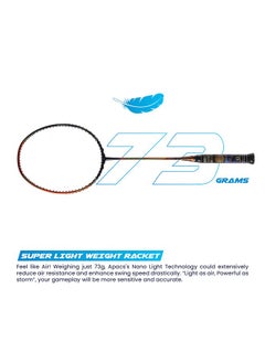 Apacs Asgardia Lite (73 Grams Ultra Lightweight) Made In Vietnam | Japanese Graphite Unstrung Badminton Racket With Full Cover | G2-4 1/8 Inches (Orange)  - Image 5