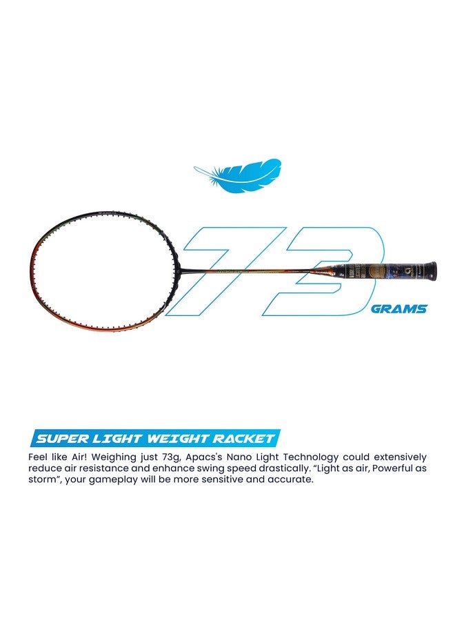 Apacs Asgardia Lite (73 Grams Ultra Lightweight) Made In Vietnam | Japanese Graphite Unstrung Badminton Racket With Full Cover | G2-4 1/8 Inches (Orange)  - Image 5