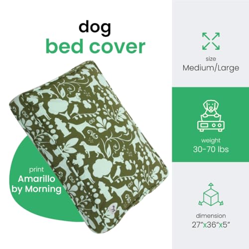 Molly Mutt Medium to Large Dog Bed Cover Amarillo by Morning Olive Green Light Blue 27x36x5 - Image 3