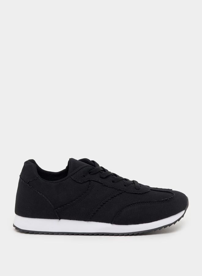 Styli Frayed Edge Detail Lace Up Sneakers  - Image 1