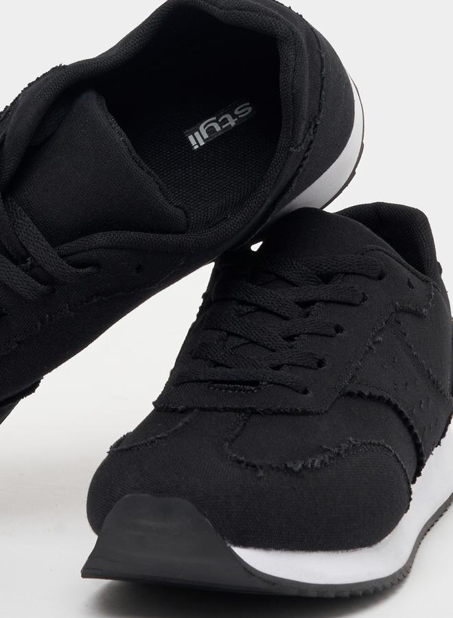 Styli Frayed Edge Detail Lace Up Sneakers  - Image 3