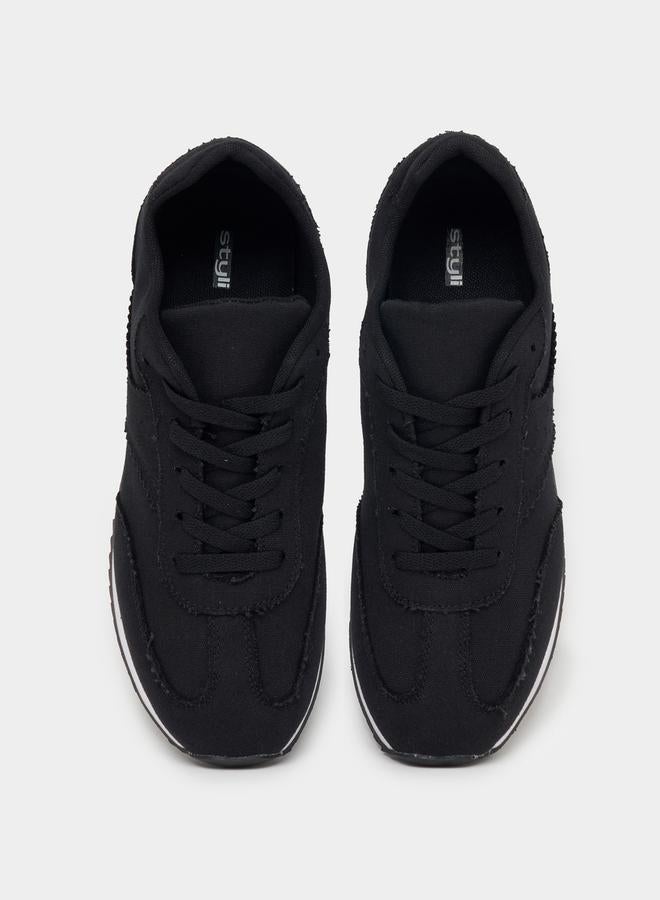 Styli Frayed Edge Detail Lace Up Sneakers  - Image 5