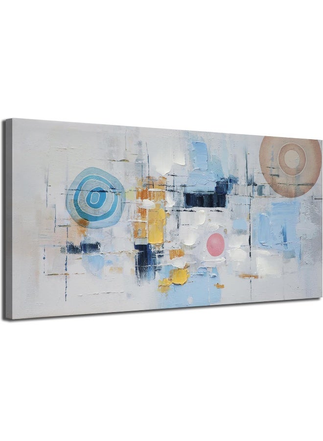 Arjun Modern Abstract Painting with Dynamic Colors and Unique Patterns, 40"x20" Canvas Wall Art, Contemporary Style Artwork for Home Office Wall Décor - Image 1