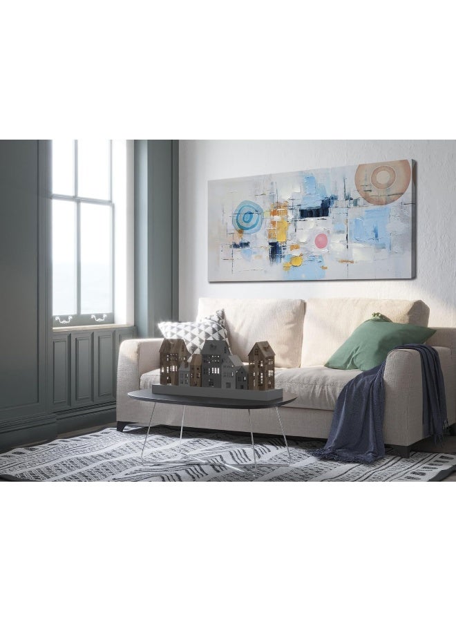 Arjun Modern Abstract Painting with Dynamic Colors and Unique Patterns, 40"x20" Canvas Wall Art, Contemporary Style Artwork for Home Office Wall Décor - Image 4