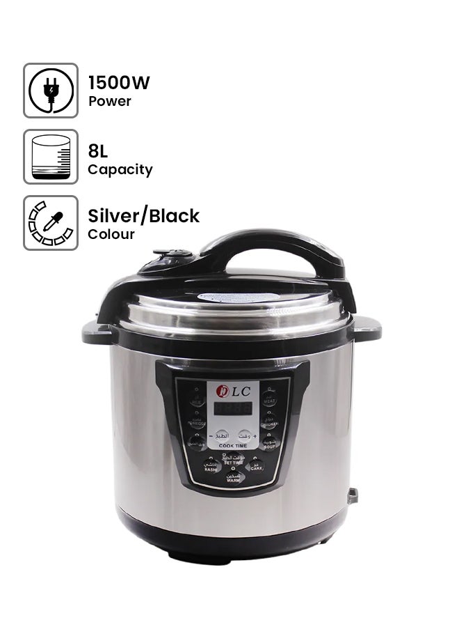 دي إل سي  قدر ضغط كهربائي 8 L 1500 W SH-4202 أسود/ فضي - Image 1