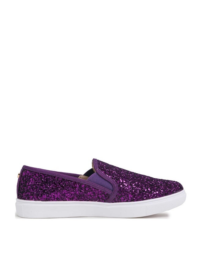 FEVERSOLE Women's Fashion Slip-On Sneaker Casual Flat Loafers Purple Size 8 M US - Image 1