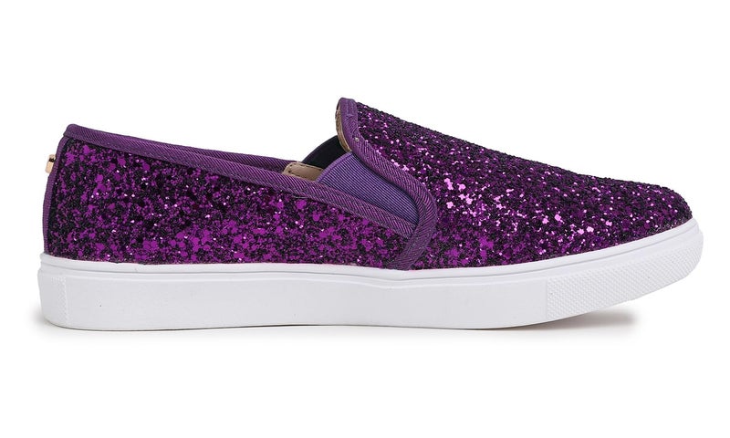 FEVERSOLE Women's Fashion Slip-On Sneaker Casual Flat Loafers Purple Size 8 M US - Image 3