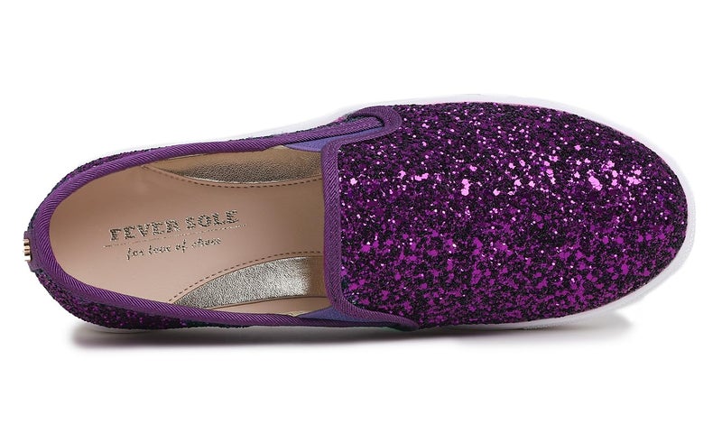 FEVERSOLE Women's Fashion Slip-On Sneaker Casual Flat Loafers Purple Size 8 M US - Image 2