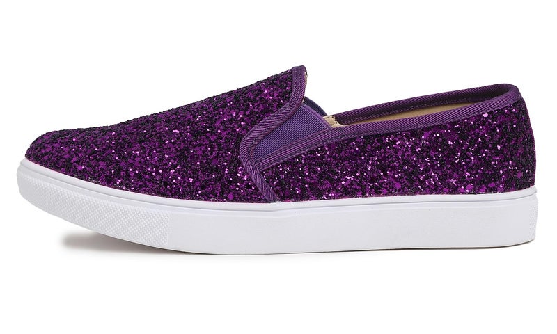 FEVERSOLE Women's Fashion Slip-On Sneaker Casual Flat Loafers Purple Size 8 M US - Image 5