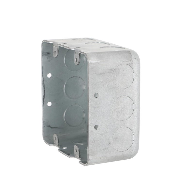 Raco Hubbell 680 4-Inch Square Switch Box with 2-Device Capacity and 1/2-Inch Knockouts, Silver/Gray - Image 3