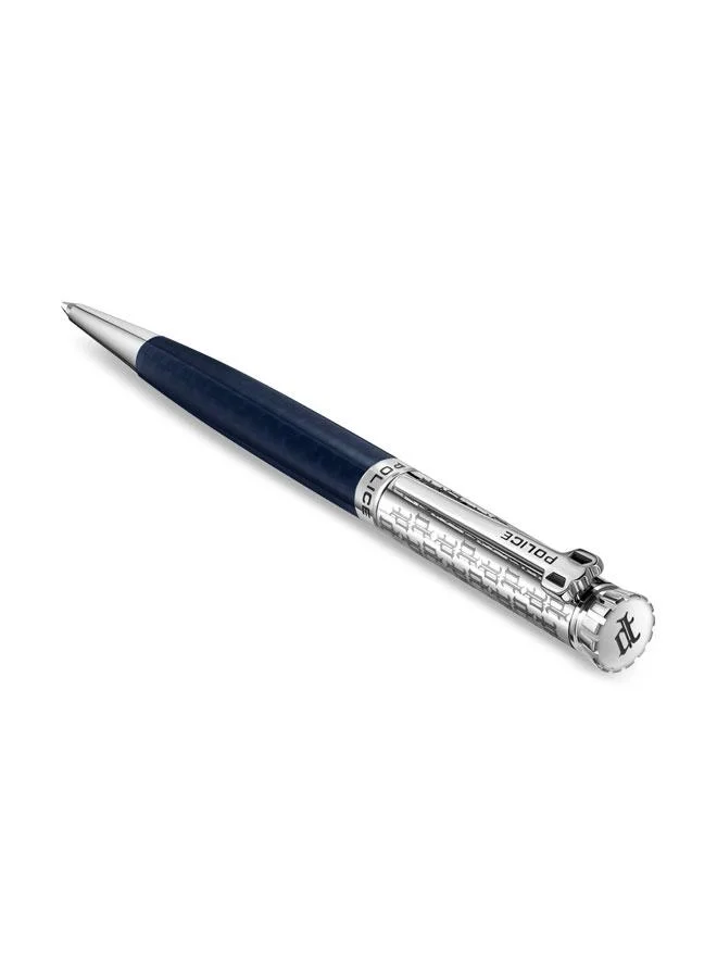 بوليس Gothic Twist Ballpoint Pen, Stainless Steel & Carbon Fiber, Blue Ink