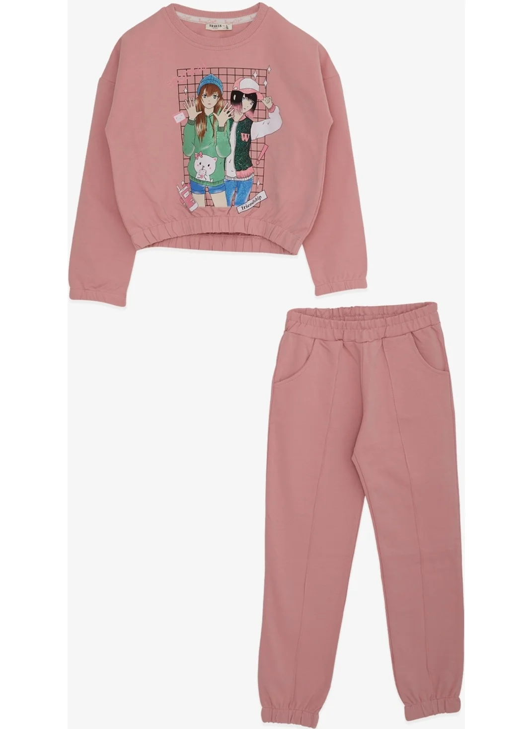 بريز Girl's Tracksuit Set Glitter Girls Printed 8-12 Years, Dusty Rose