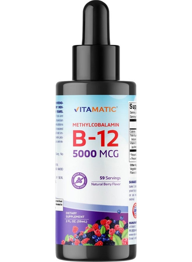 Vitamatic 2 Packs Fast Acting Liquid Vitamin B12 5000 mcg (Methylcobalamin) - Natural Berry Flavor - Sublingual Supplement - Faster Absorption - 2 OZ - Image 5