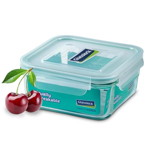 Glasslock Korea Tempered Glass Storage Containers with Lid - Classic 1200ml Square - Airtight Food Storage Kitchen Container - Office Lunch Tiffin Box/Bowl, Microwave/Dishwasher/Fridge/Freezer Safe - Image 1
